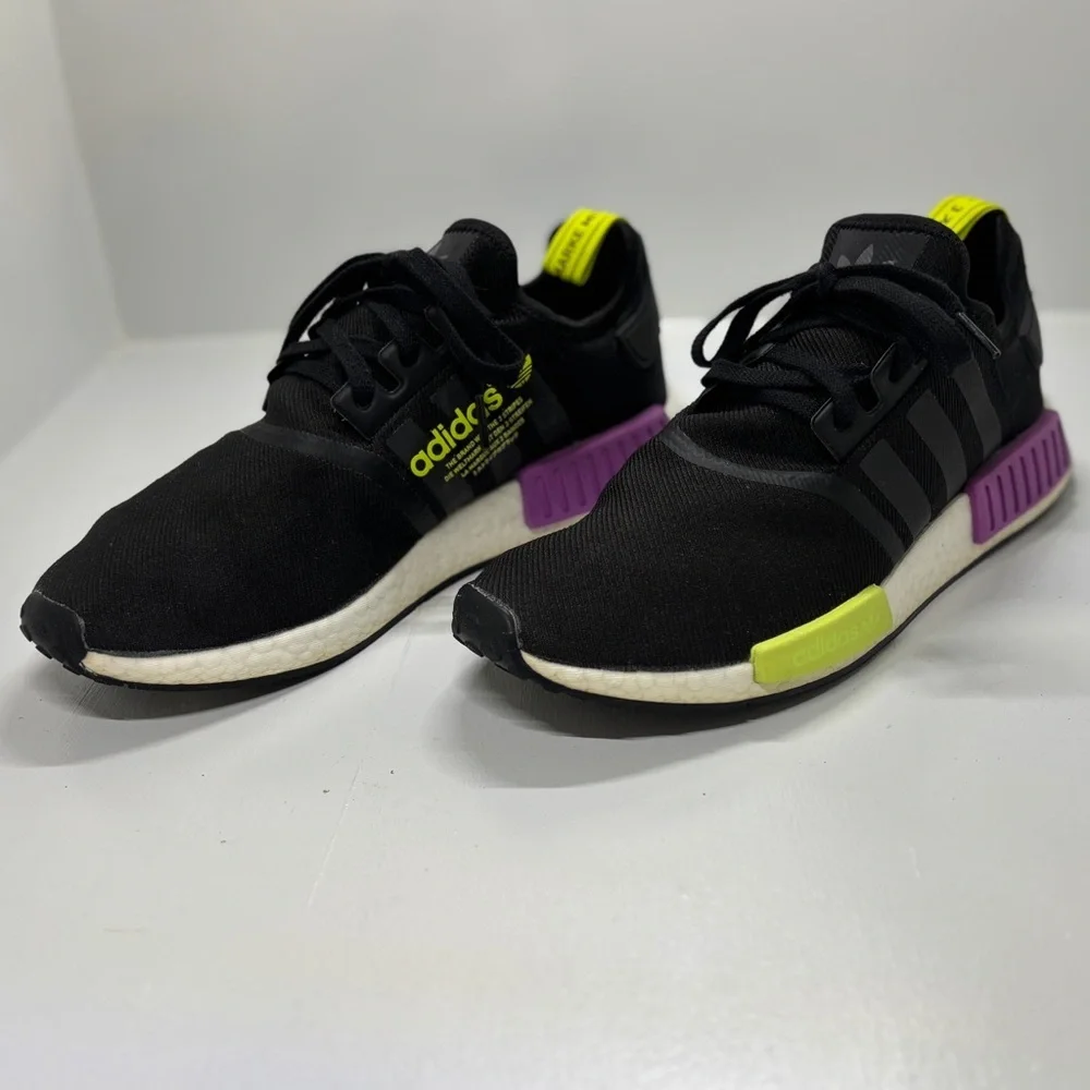 Adidas NMD R1 Black Neon Yellow Purple Boost Sneakers Men’s 11